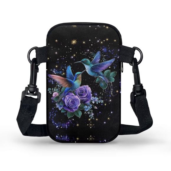 Hummingbird Small Crossbody Bag Canvas Cross Body Purses Rose Mini :P - Picture 2 of 6